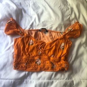ZARA || orange floral crop top